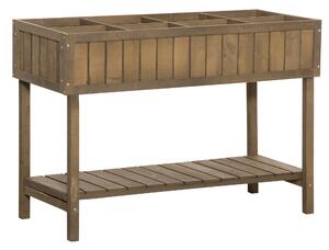 Outsunny Raised Flower Beds Garden Wooden Beds, with 8 Inner Cubes, Bottom Shelf & Drainage Holes, 110x46x76cm, Brown Aosom UK