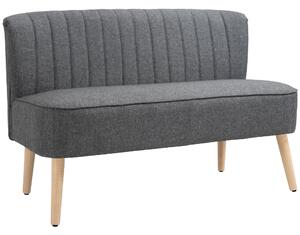 HOMCOM 46" Loveseat Sofa Upholstered Small 2 Seater Sofa with Thick Padded Seat and Rubber Wood Legs, Grey