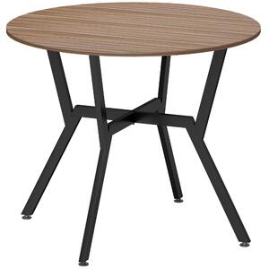 HOMCOM Dining Table, Round Kitchen Table with Black Legs, Anti-slip Foot Pads for Living Room, Dining Room 90 x 76 cm, Brown Aosom UK
