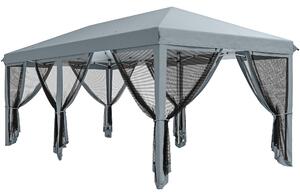 Outsunny 6x3m Pop Up Gazebo, Wedding Tent w/ 6 Mesh Walls & Carry Bag, Grey Aosom UK