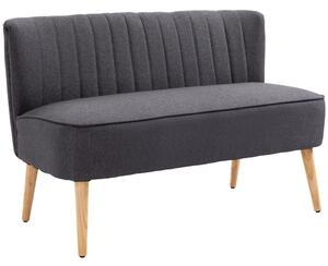 HOMCOM Modern Double Seat Sofa Loveseat Couch 2 Seater Compact Sofa Padded Linen Wood Leg, Cat Scratch Resistant, Dark Grey Aosom UK