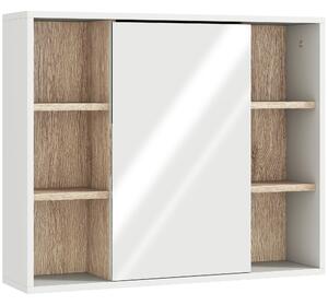 HOMCOM Bathroom Wall Cabinet with Mirror & Adjustable Side Shelves, Space-Saving Design, 1 Inner Shelf, White, 60 x 14.5 x 49.4cm Aosom UK