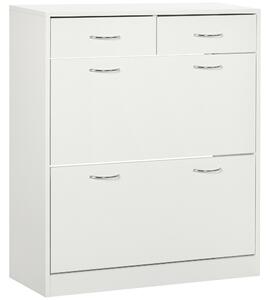 HOMCOM Shoe Cabinet Narrow Storage with 2 Flip Drawers, Adjustable Shelves, for 12 Pairs, Space Saving, White Aosom UK