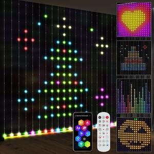 HOMCOM LED Curtain Lights, Colour Changing Wall Lights with Remote, Dynamic DIY Hanging Window String Lights for Bedroom Living Room Decor, 3x3m