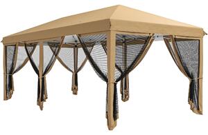 Outsunny 6 x 3(m) Pop Up Gazebo, Outdoor Canopy Shelter, Marquee Party Wedding Tent with 6 Mesh Walls and Carry Bag, Beige Aosom UK