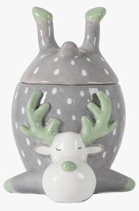 Scandi Reindeer Pot With Lid Grey