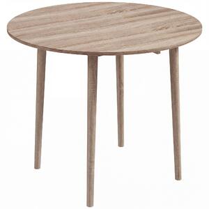 HOMCOM Round Wood Dining Table for 4-person, Folding Kitchen Table with Wood Legs for Dining Room, Drop Leaf Dining Table, Natural Aosom UK
