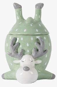 Scandi Reindeer Pot with Lid Green