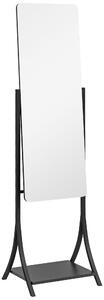 HOMCOM Free Standing Full-Length Mirror with Storage Shelf, Adjustable Angle for Living Room, Bedroom, Hallway Aosom UK