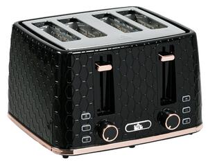 HOMCOM 4 Slice Toaster with 7 Browning Levels, High Lift, Reheat/Defrost/Cancel, Self-centring Function, Auto Off, 1600W, Black