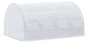 Outsunny 4x3x2m Polytunnel Greenhouse with Steel Frame, Vented Door & Reinforced Cover for Garden Growing, White Aosom UK