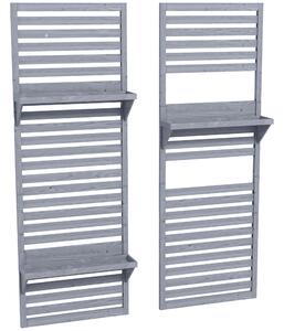 Outsunny Wall Mounted Plant Stands Set of 2, Fir Wood Flower Stand with Shelves and Slatted Trellis for Patio, Balcony, Porch Aosom UK