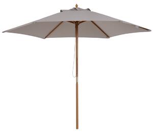 Outsunny 2.5m Wood Garden Parasol Sun Shade Patio Outdoor Wooden Umbrella Canopy Grey Aosom UK