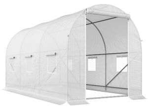 Outsunny 3.5 x 2 x 2 m Tomato Greenhouse, Polytunnel Gardening Green House with Steel Frame and Mesh Windows, White Aosom UK