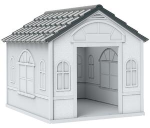 PawHut Plastic Weatherproof Dog House, Grey