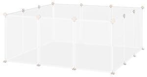 PawHut Portable Pet Playpen DIY Enclosure, 12 Panel Plastic Fence for Bunny, Guinea Pig, Hedgehog, Chinchilla, White Aosom UK