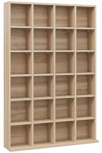 HOMCOM CD Storage Unit with Adjustable Shelves, 89 x 130.5 cm, Natural Wood Finish Aosom UK