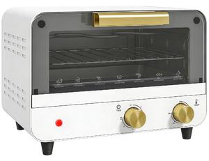 HOMCOM Small Toaster Oven, 12L Multifunction Mini Countertop Oven with Glass Door, Adjustable Temperature and Timer, Accessory Included, 750W, White