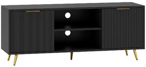 HOMCOM Modern TV Stand Cabinet for TVs up to 55", TV Unit with 2 Open Shelves, 2 Cabinets and Cable Management for Living Room, Black