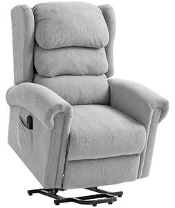 HOMCOM Power Lift Recliner Chair for Elderly, Velvet Electric Riser and Recliner Armchair for Living Room with Remote Control, 2 Side Pockets, Thick Padded Back, Grey