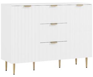 HOMCOM Sideboard Buffet Cabinet, Modern Kitchen Storage Cabinet with 3 Drawers and Adjustable Shelves for Hallway, White Aosom UK