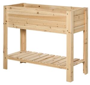 Outsunny Raised Planter Bed: Tall Wooden Garden Stand with Clapboard Sides, Natural Wood Finish, 100 x 40 x 84cm Aosom UK