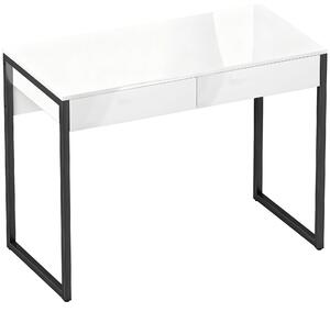 HOMCOM High Gloss Work Table, with Drawers - White