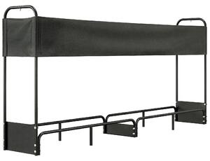 Outsunny 8.5ft Firewood Rack, Heavy Duty Log Storage Holder with Waterproof 600D Oxford Log Cover for Fireplace Fire Pits Outdoor Patio Wood Storage, 300 kg Large Capacity, Black