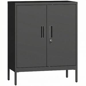 HOMCOM Metal Storage Cabinet with Lock and Adjustable Shelves - Black