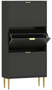 HOMCOM Narrow Shoe Cabinet with 3 Flip Drawers - Black