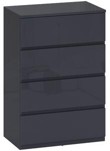 HOMCOM High Gloss Chest of Drawers, 4-Drawer Storage Cabinets, Modern Dresser for Bedroom, Grey