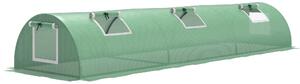 Outsunny PE Mini Greenhouse, 3m Portable Tunnel Green House with 5 Mesh Windows, Green Grow House Steel Frame for Indoor and Outdoor, Green Aosom UK