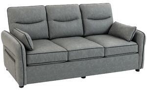 HOMCOM 3 Seater Sofa, Faux Leather Couch - Grey
