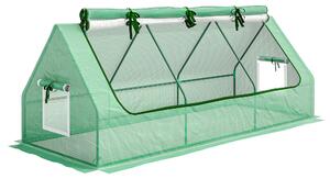 Outsunny Mini Greenhouse with Steel Frame, Plastic Cover, 240Hcm, Roll-Up Windows, Inner Mesh Layer, Great for City Flats Aosom UK