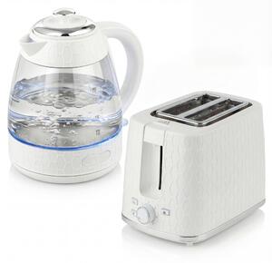 HOMCOM Kettle and Toaster Set, 1.7L 3000W Rapid Kettle with Limescale Filter, 2 Slice Toaster with 7 Browning Controls, Cream