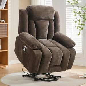 Electric Power Lift Recliner Armchair with Massage and Lumbar Heating, Sofa with Cup Holders & Side Pocket, 95L x 94W x 107H cm, Brown Aosom UK
