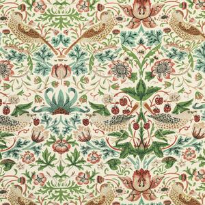 William Morris Strawberry Thief Printed Cotton Fabric Flax