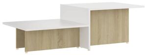 Coffee Table Sonoma Oak and White 111.5x50x33 cm Engineered Wood