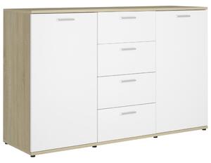 Sideboard White and Sonoma Oak 120x35.5x75 cm Engineered Wood