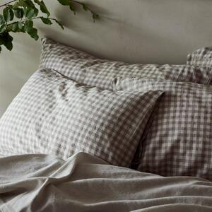 Piglet Mushroom Gingham Linen Blend Pillowcase (Pair) Size Super King