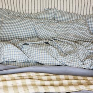 Piglet Warm Blue Gingham Linen Blend Pillowcase (Pair) Size Standard