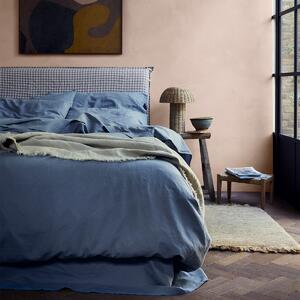 Piglet Dusk Blue Linen Blend Duvet Cover Size Double