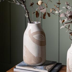 Colly Reactive Striped White Stoneware Vase Brown