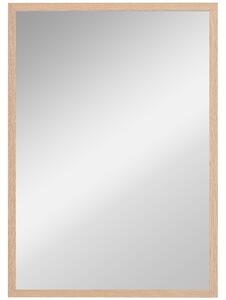HOMCOM Wall Bathroom Mirror, 70 x 50 cm Wall-Mounted Mirror for Living Room, Bedroom, Hallway, Natural Wood
