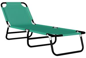 Outsunny Foldable Sun Lounger with 5-Position Adjustable Backrest, Outdoor Portable Recliner Chaise Lounge Chair, Green