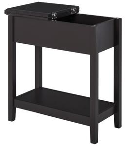 HOMCOM End Table, Narrow Side Table with Flip Top , Shelf, Dark Coffee