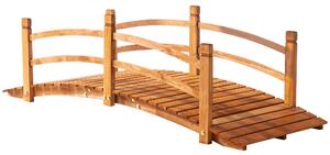 Outsunny 6FT Wooden Garden Bridge with Safety Railings, Classic Arc Footbridge for Stream Pond Walkway, Orange