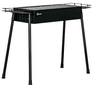 Outsunny Portable Charcoal BBQ Grill with Seasoning Baskets for Camping Picnic Hiking