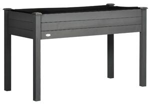 Outsunny Raised Bed for Garden, Wooden Elevated Planter Box with Bed Liner, for Flower Vegetable Herb, Dark Grey