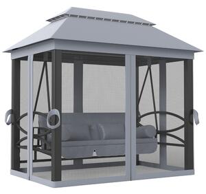 Outsunny 3 Seater Swing Chair Hammock Gazebo Lounger Cushioned Seat Waterproof Grey